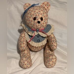 Vintage Plush Bear 90’s Blue Hearts Cottage
